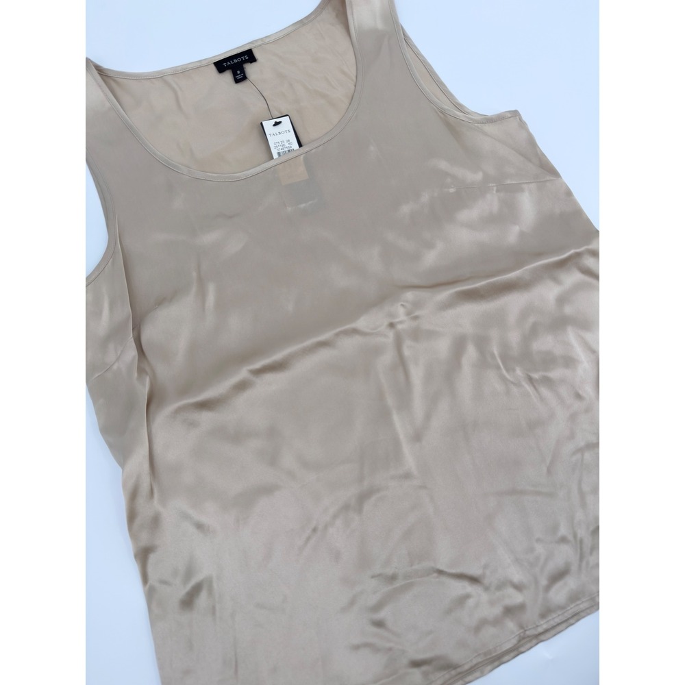 Talbots Silk Tank Top Shell Classic 2010s Women Size 8 Champagne Gold NWT Luxury